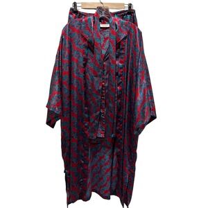 Vtg Victorias Secret Pajama Set Women P Paisley Satin 3 Piece Robe 90s Old Money
